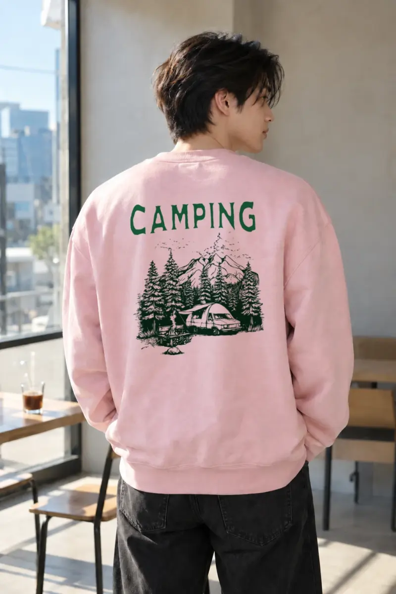 “Camping Woodcut” Heavy Blend Unisex Crewneck Sweatshirt | Gildan 18000