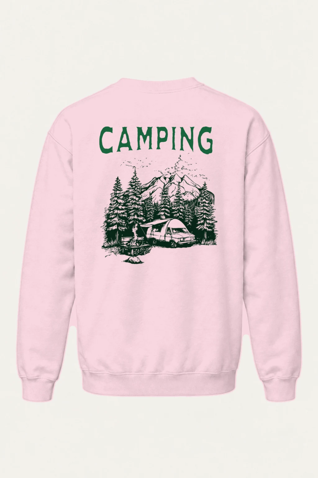 "Camping Woodcut" Heavy Blend Unisex Crewneck Sweatshirt | Gildan 18000