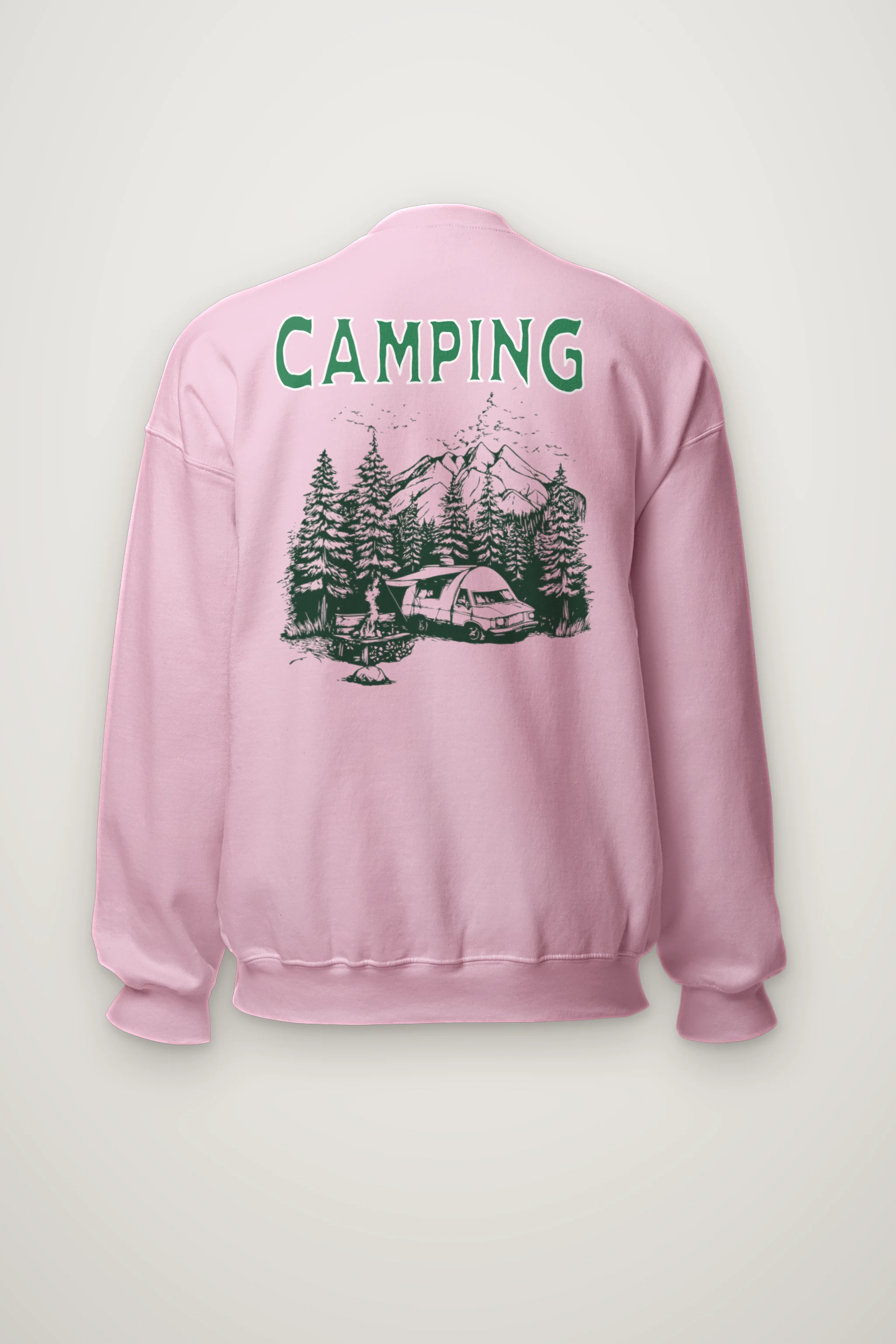 "Camping Woodcut" Heavy Blend Unisex Crewneck Sweatshirt
