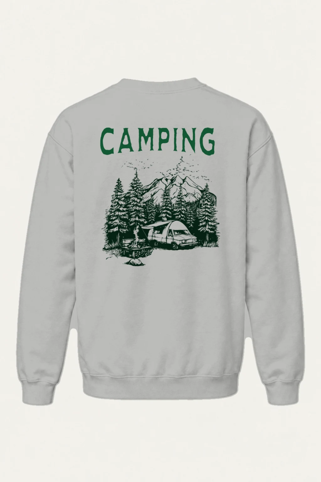 "Camping Woodcut" Heavy Blend Unisex Crewneck Sweatshirt | Gildan 18000