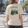 "Camping Woodcut" Heavyweight Unisex Crewneck T-shirt | Gildan 5000