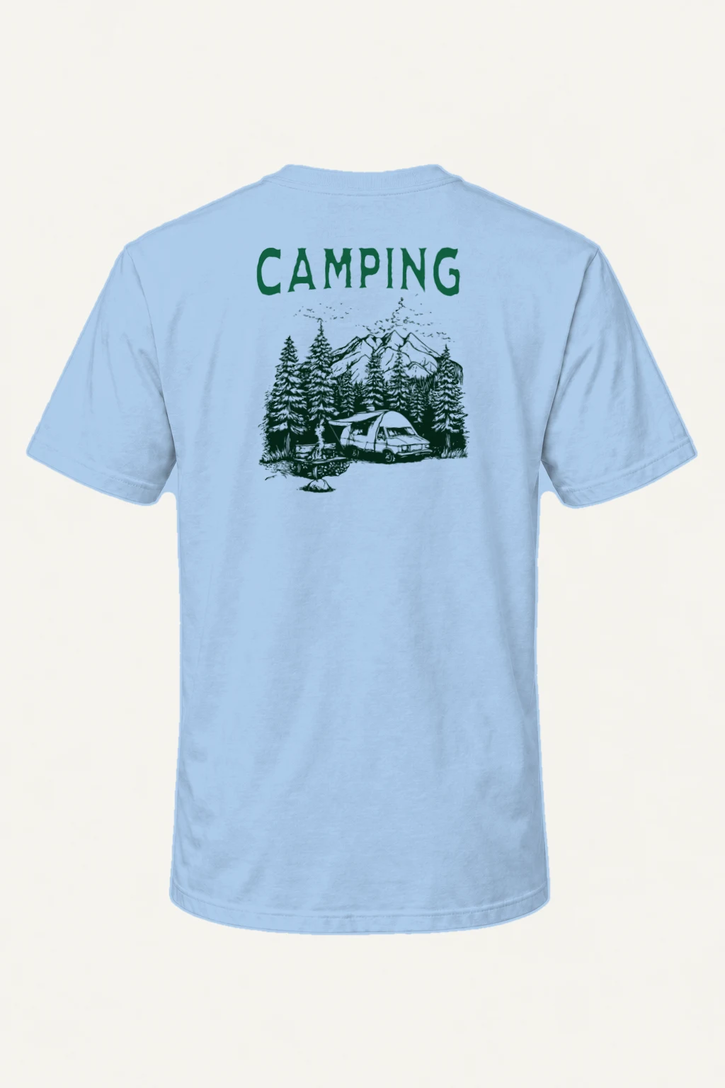 "Camping Woodcut" Heavyweight Unisex Crewneck T-shirt | Gildan 5000