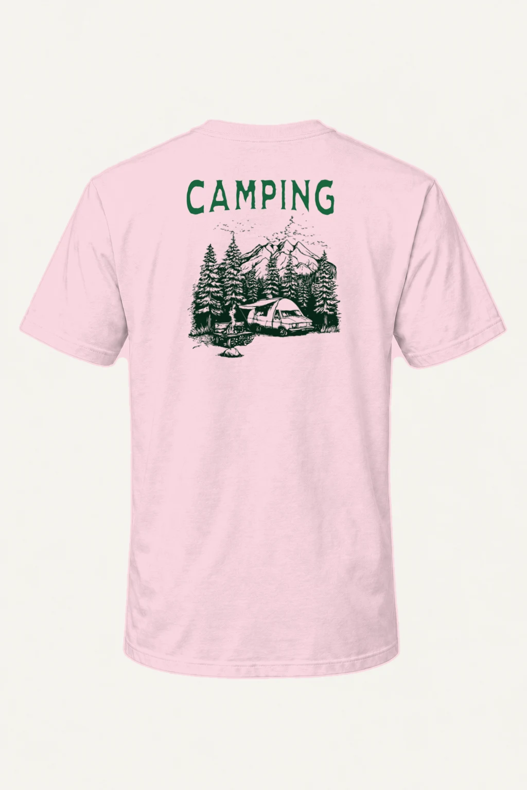 "Camping Woodcut" Heavyweight Unisex Crewneck T-shirt | Gildan 5000