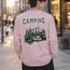 "Camping Woodcut" Unisex Longsleeve T-shirt | Gildan 2400