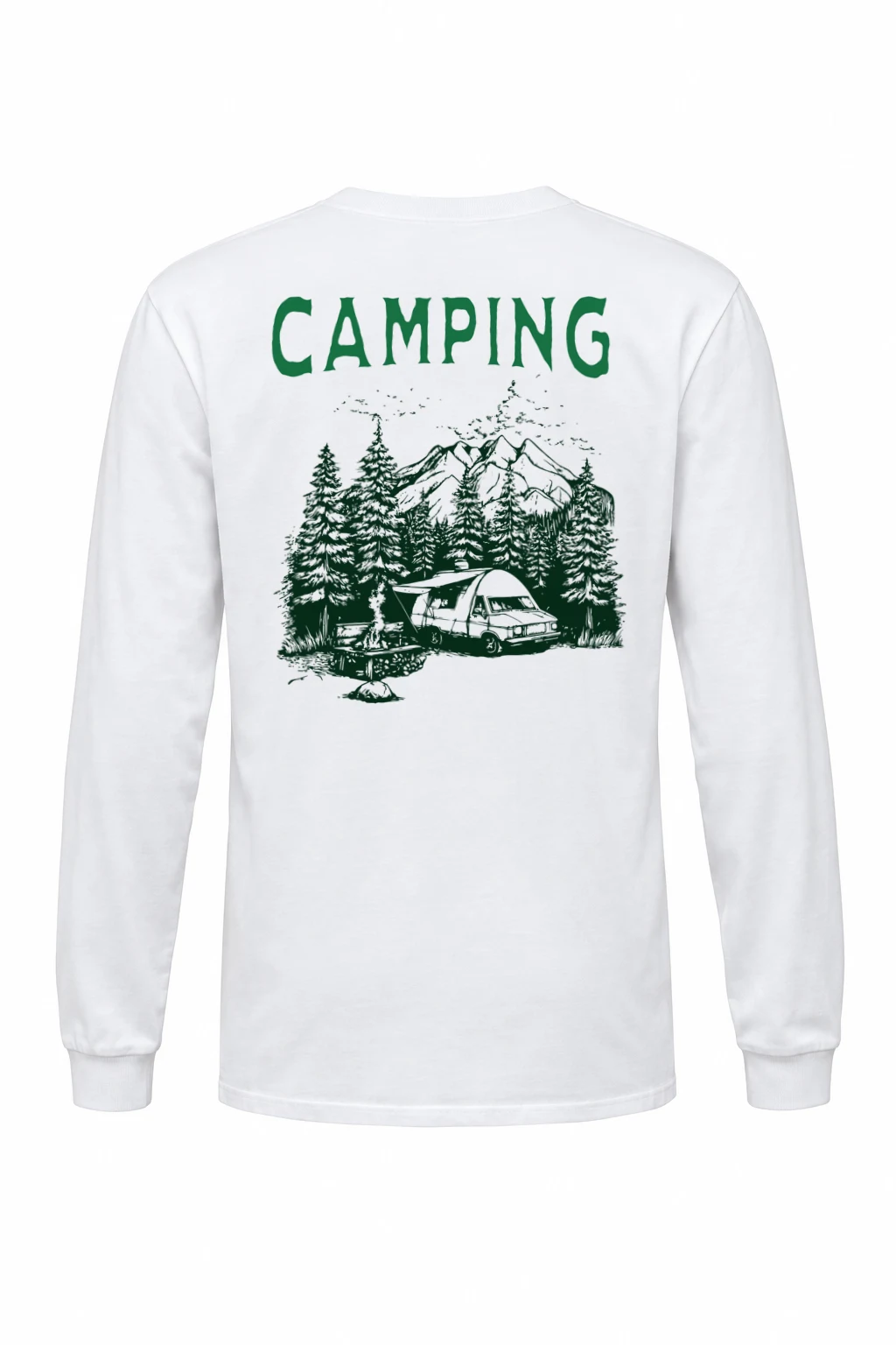 "Camping Woodcut" Unisex Longsleeve T-shirt | Gildan 2400