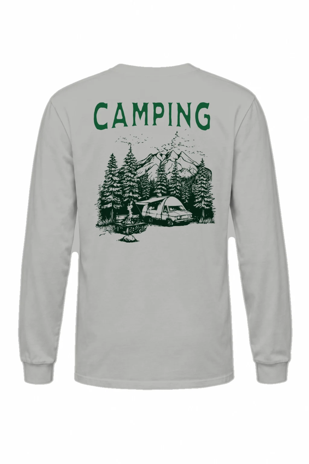 "Camping Woodcut" Unisex Longsleeve T-shirt | Gildan 2400