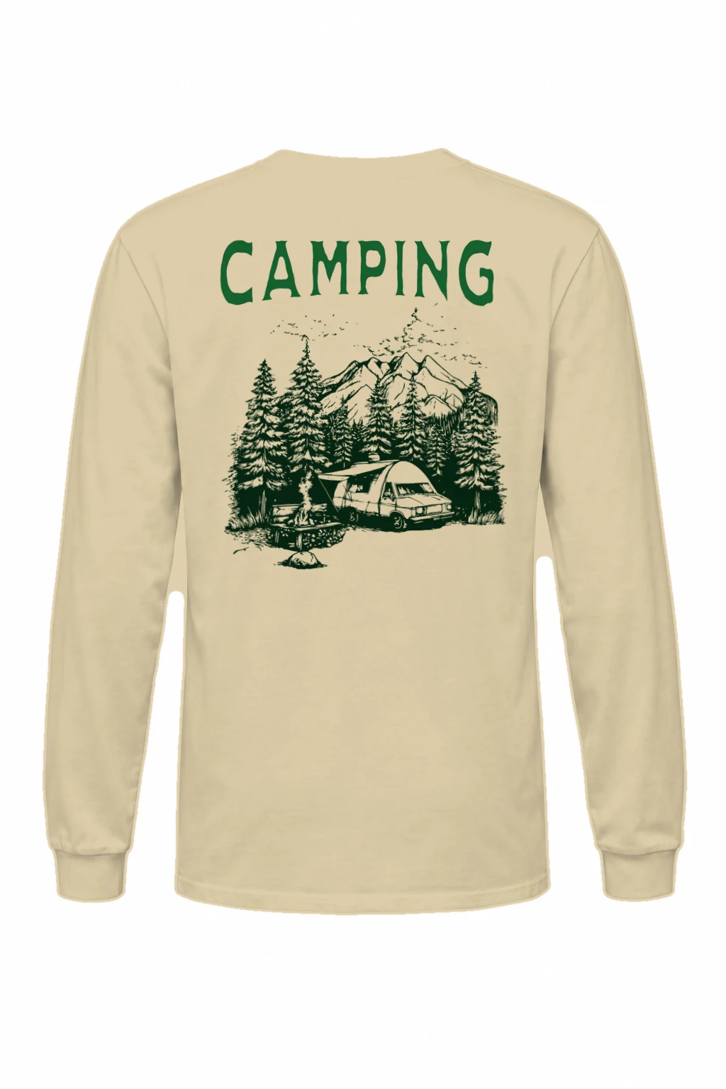 "Camping Woodcut" Unisex Longsleeve T-shirt | Gildan 2400
