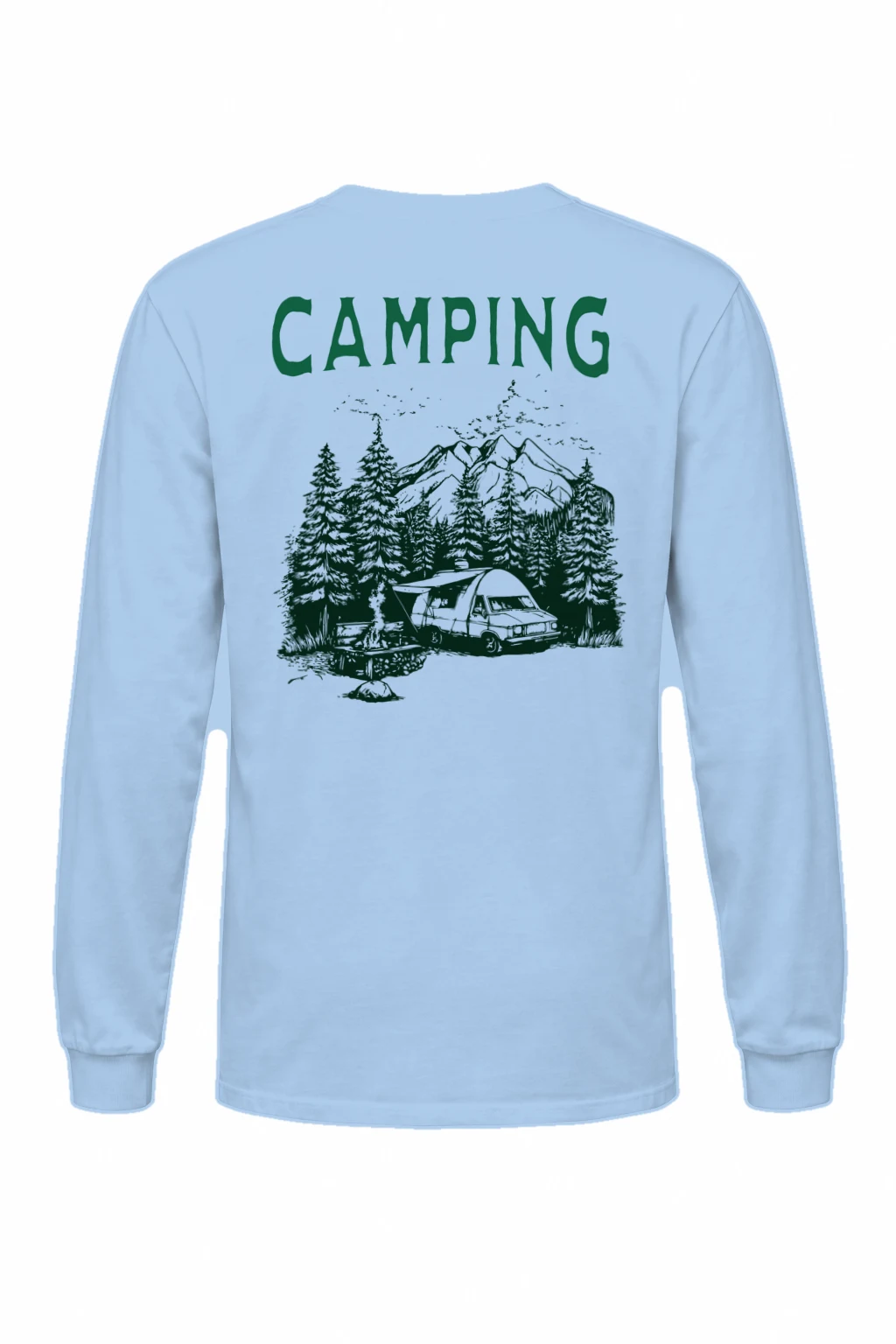 "Camping Woodcut" Unisex Longsleeve T-shirt | Gildan 2400