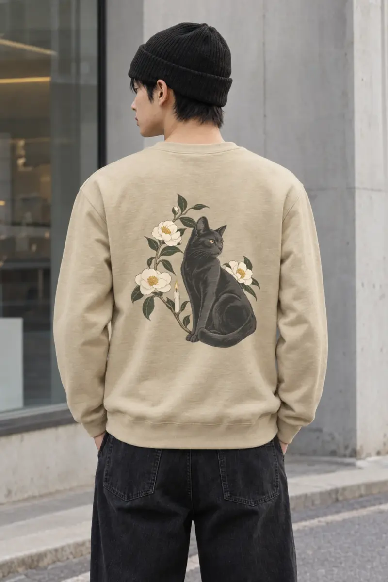 "Candlelit Garden Cat" Heavy Blend Unisex Crewneck Sweatshirt