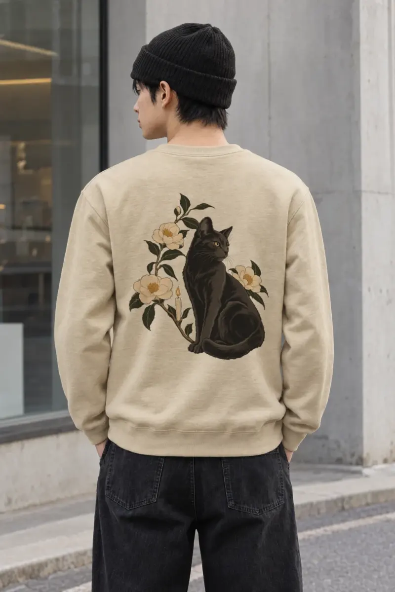 "Candlelit Garden Cat" Heavy Blend Unisex Crewneck Sweatshirt