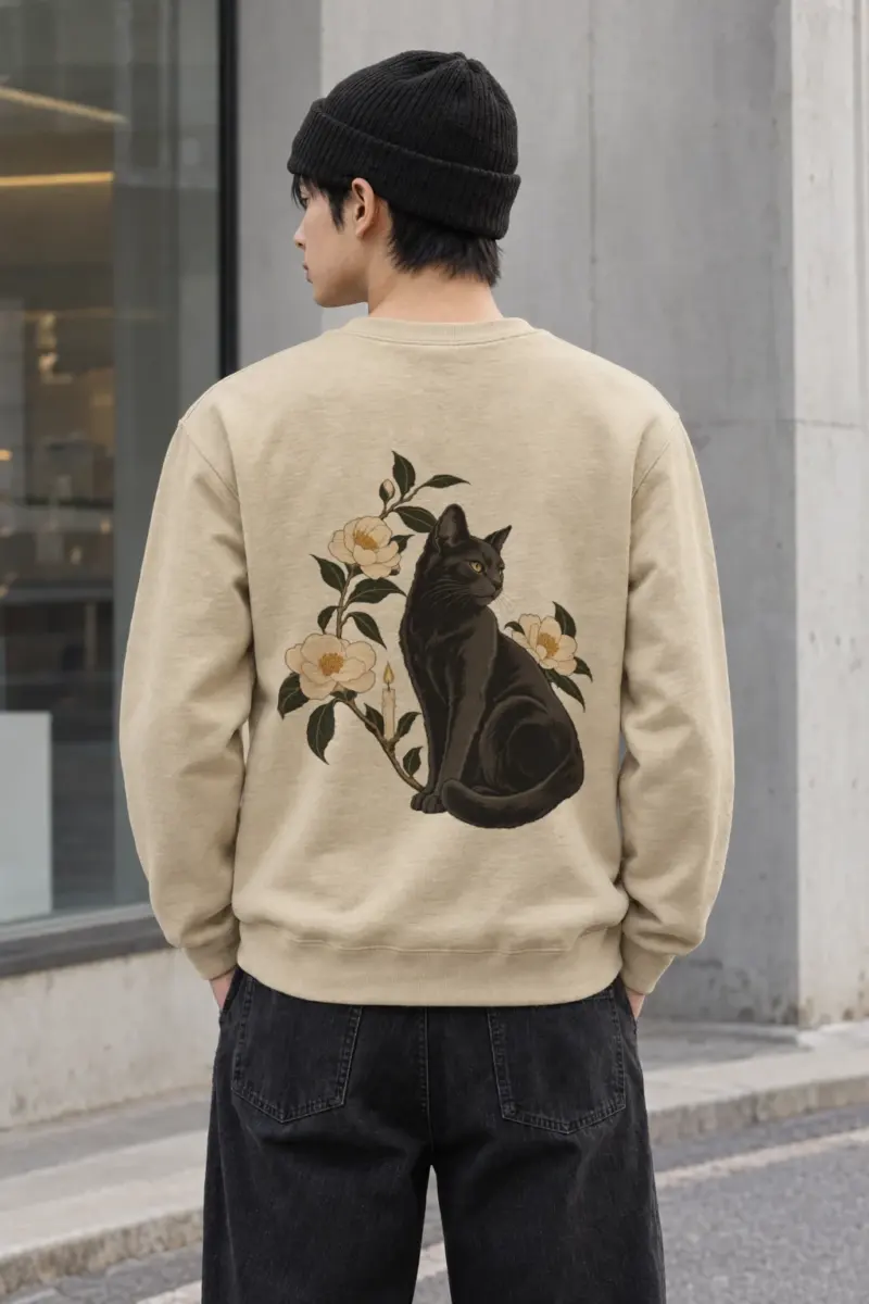 "Candlelit Garden Cat" Heavy Blend Unisex Crewneck Sweatshirt