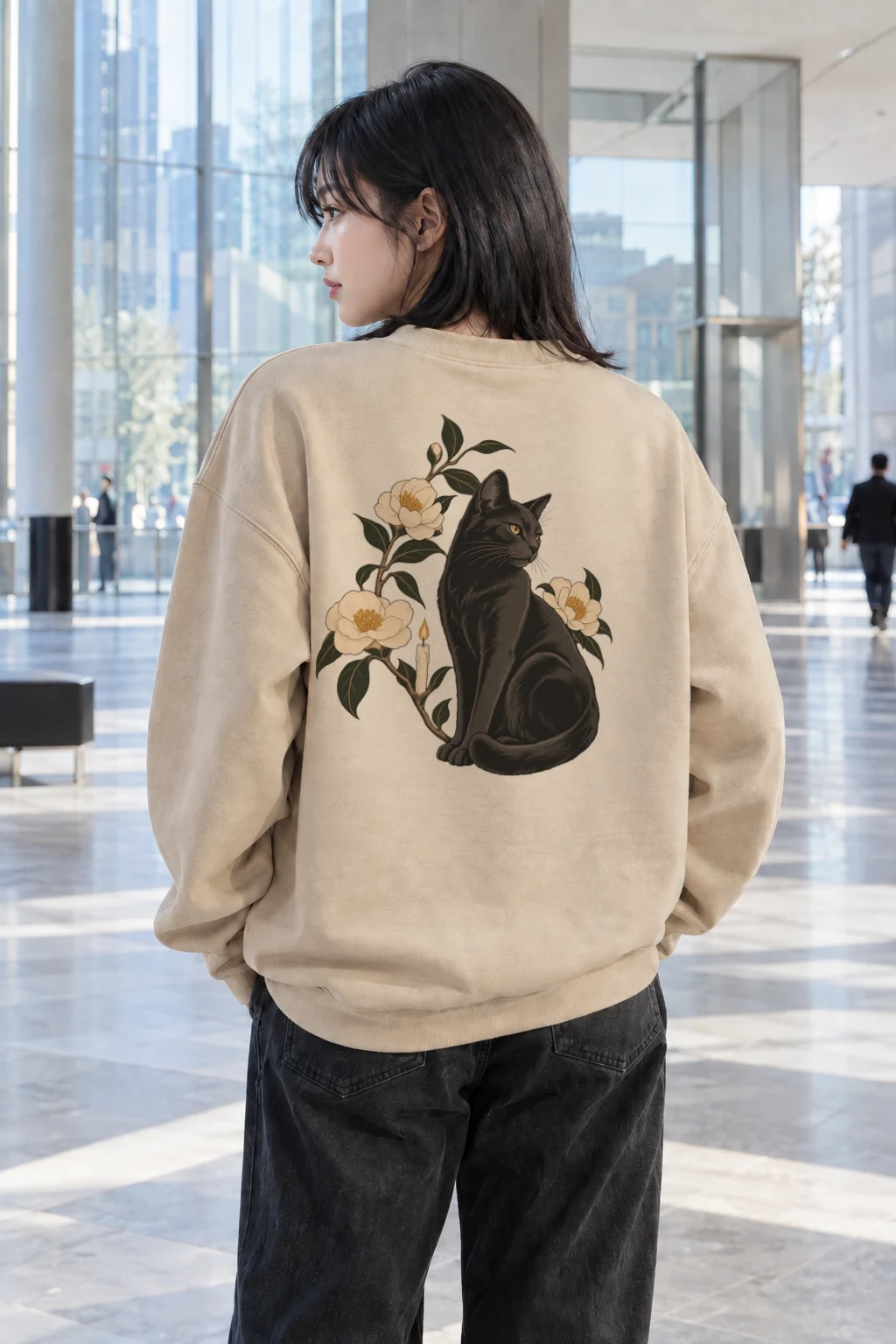 "Candlelit Garden Cat" Heavy Blend Unisex Crewneck Sweatshirt | Gildan 18000