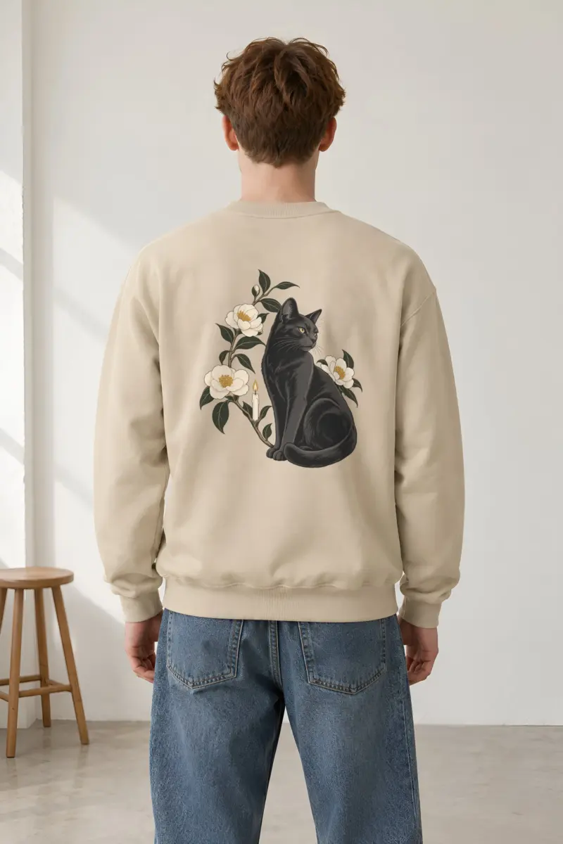 "Candlelit Garden Cat" Heavy Blend Unisex Crewneck Sweatshirt