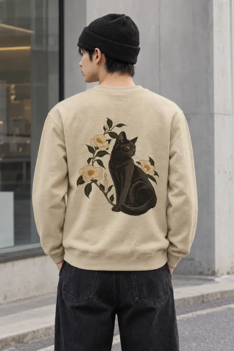"Candlelit Garden Cat" Heavy Blend Unisex Crewneck Sweatshirt