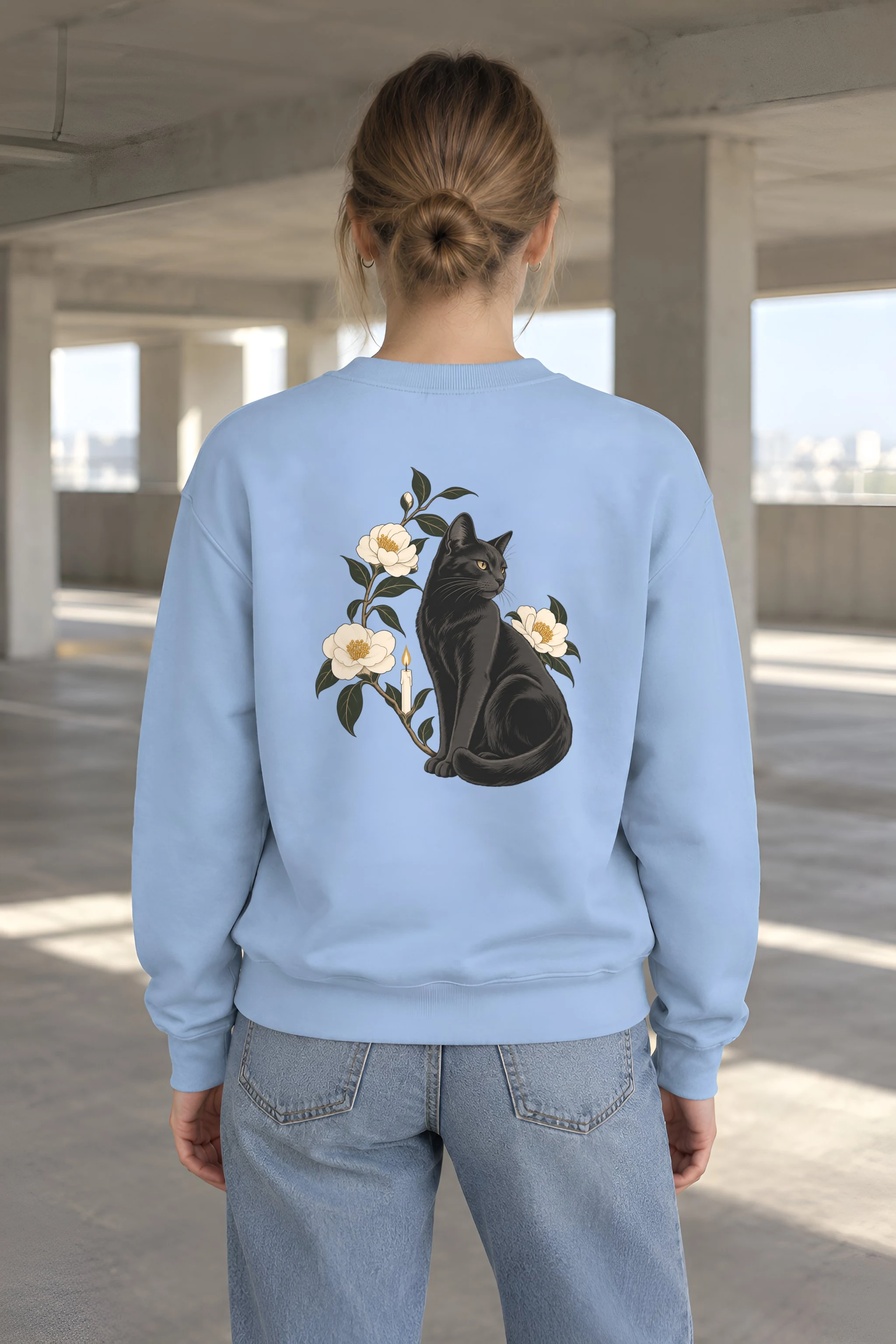 "Candlelit Garden Cat" 1 Crewneck Sweatshirt