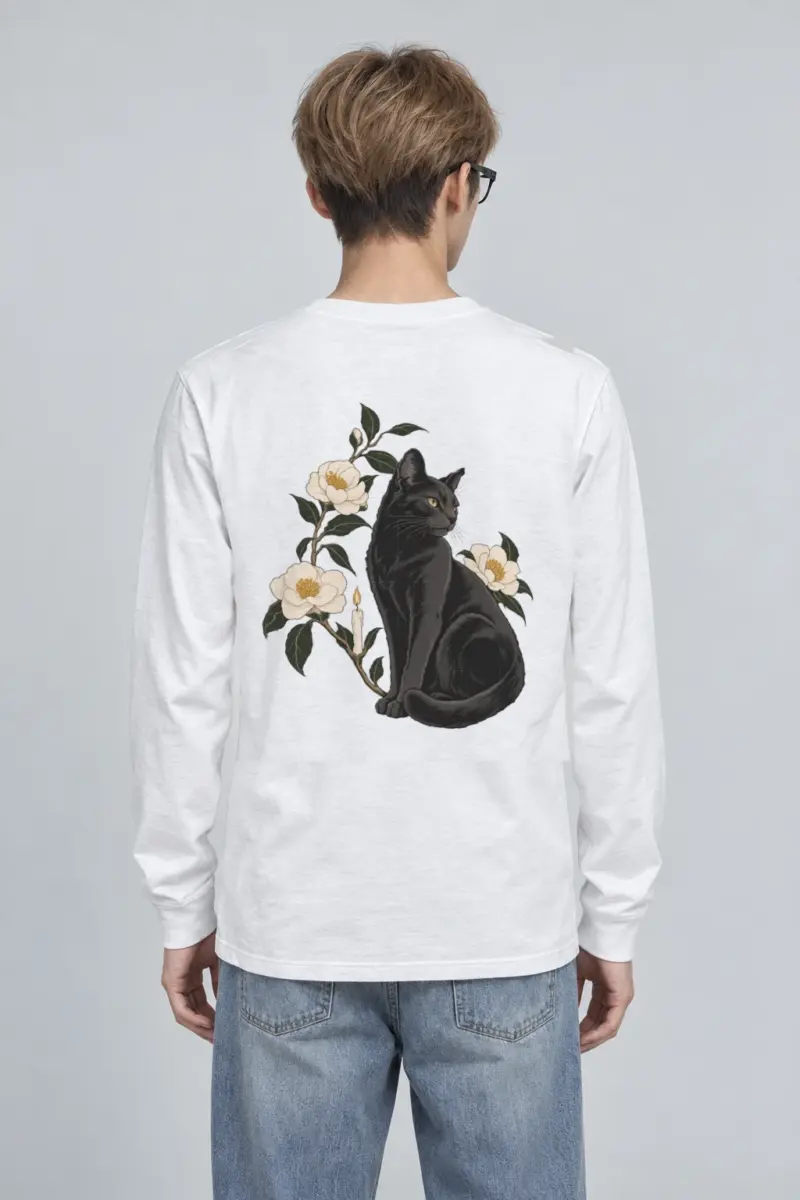 "Candlelit Garden Cat" Unisex Longsleeve T-shirt