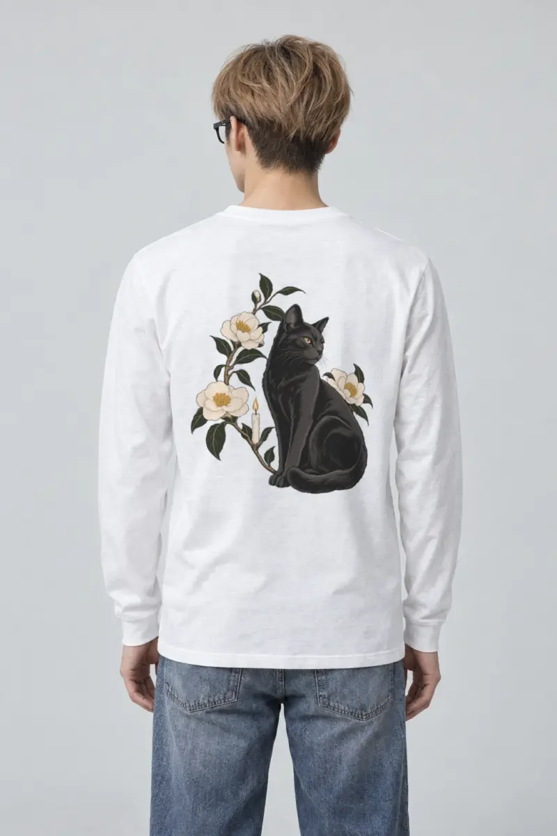 "Candlelit Garden Cat" Unisex Longsleeve T-shirt