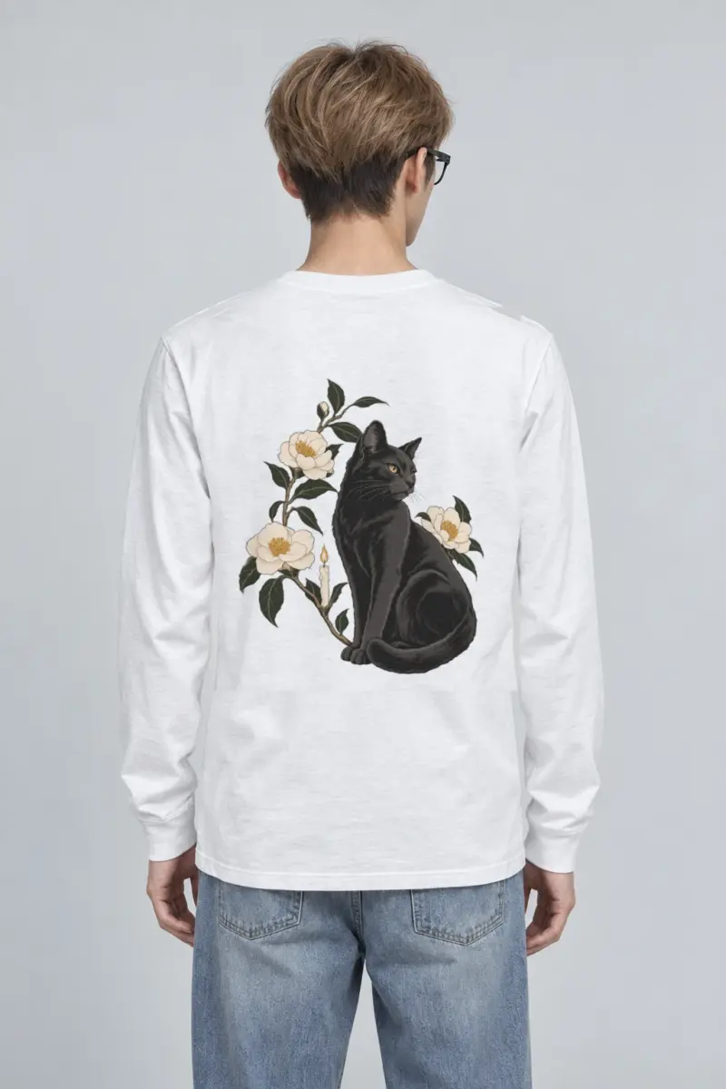 "Candlelit Garden Cat" Unisex Longsleeve T-shirt