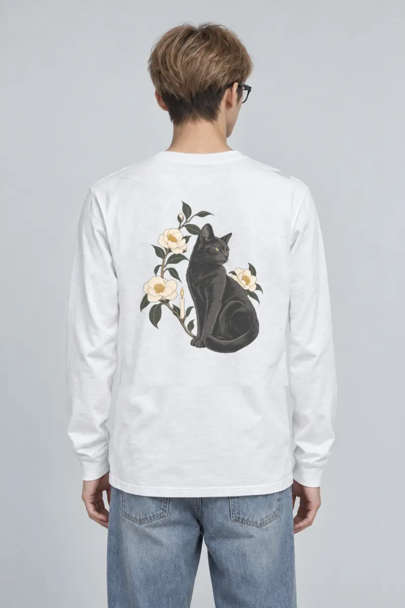 "Candlelit Garden Cat" Unisex Longsleeve T-shirt