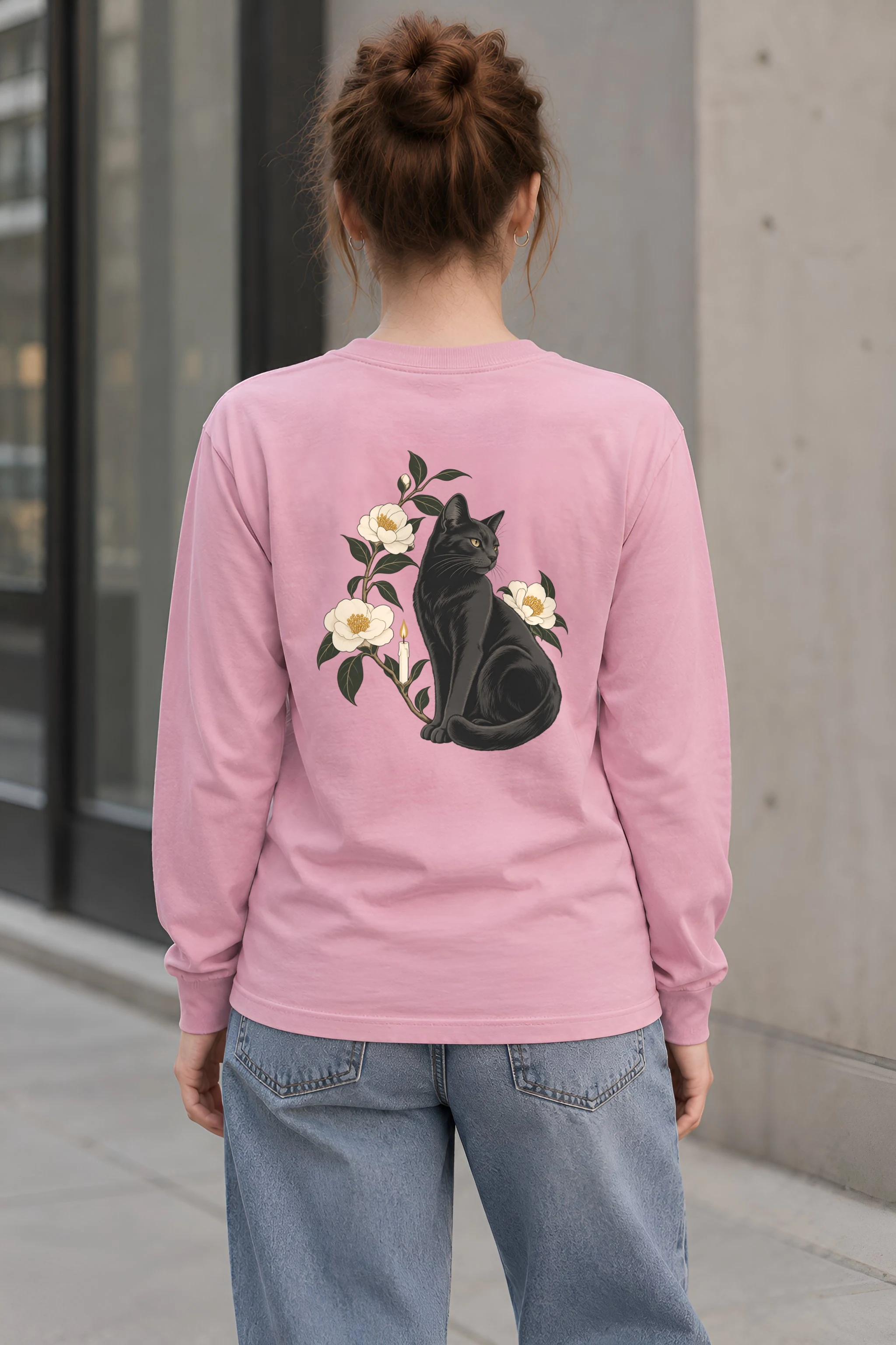 "Candlelit Garden Cat" Unisex Longsleeve T-shirt