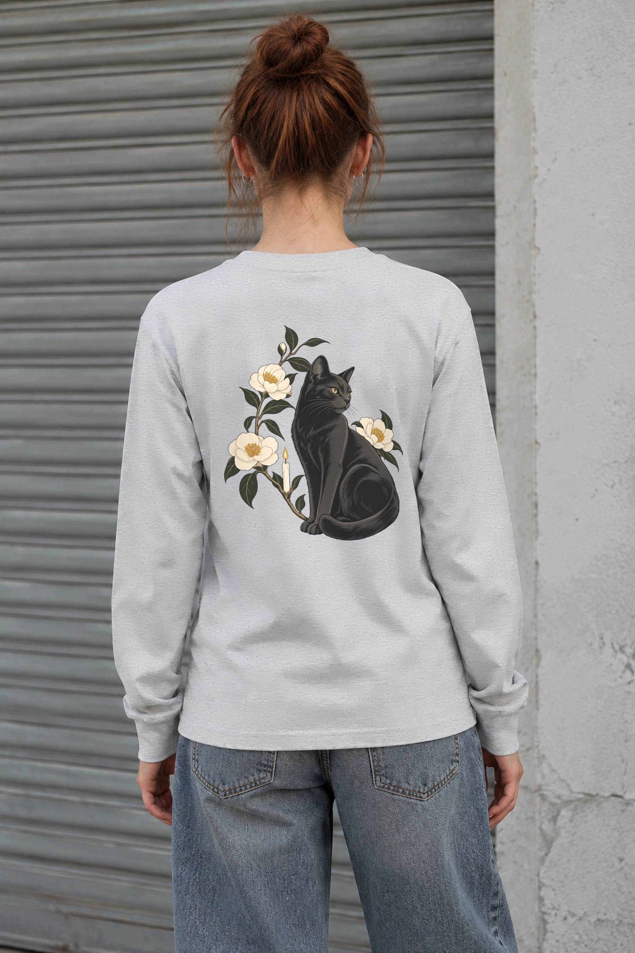 "Candlelit Garden Cat" Unisex Longsleeve T-shirt