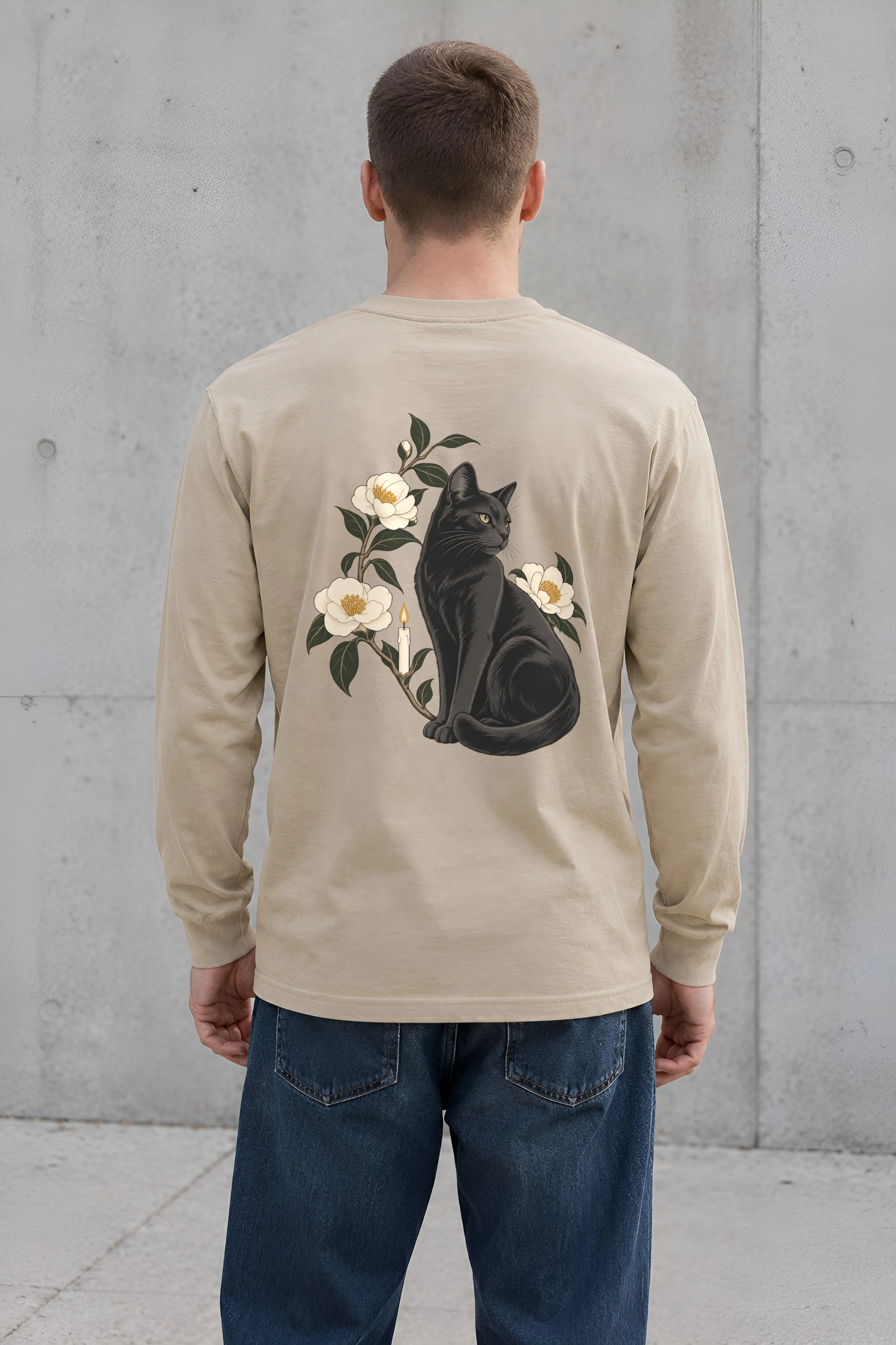 "Candlelit Garden Cat" Unisex Longsleeve T-shirt