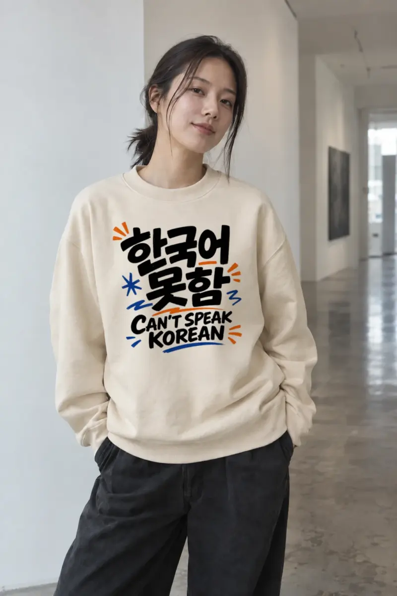 "Can't Speak Korean" Unisex Sponge Fleece Crewneck Sweatshirt | Bella + Canvas 3901