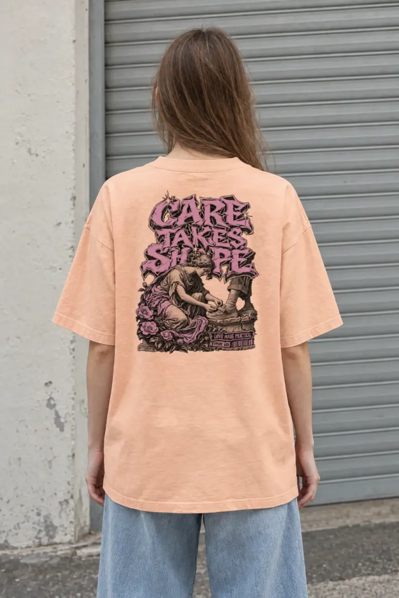 "Care Takes Shape" Men's Oversized Heavyweight Crewneck T-Shirt | Shaka Wear SHMHSS