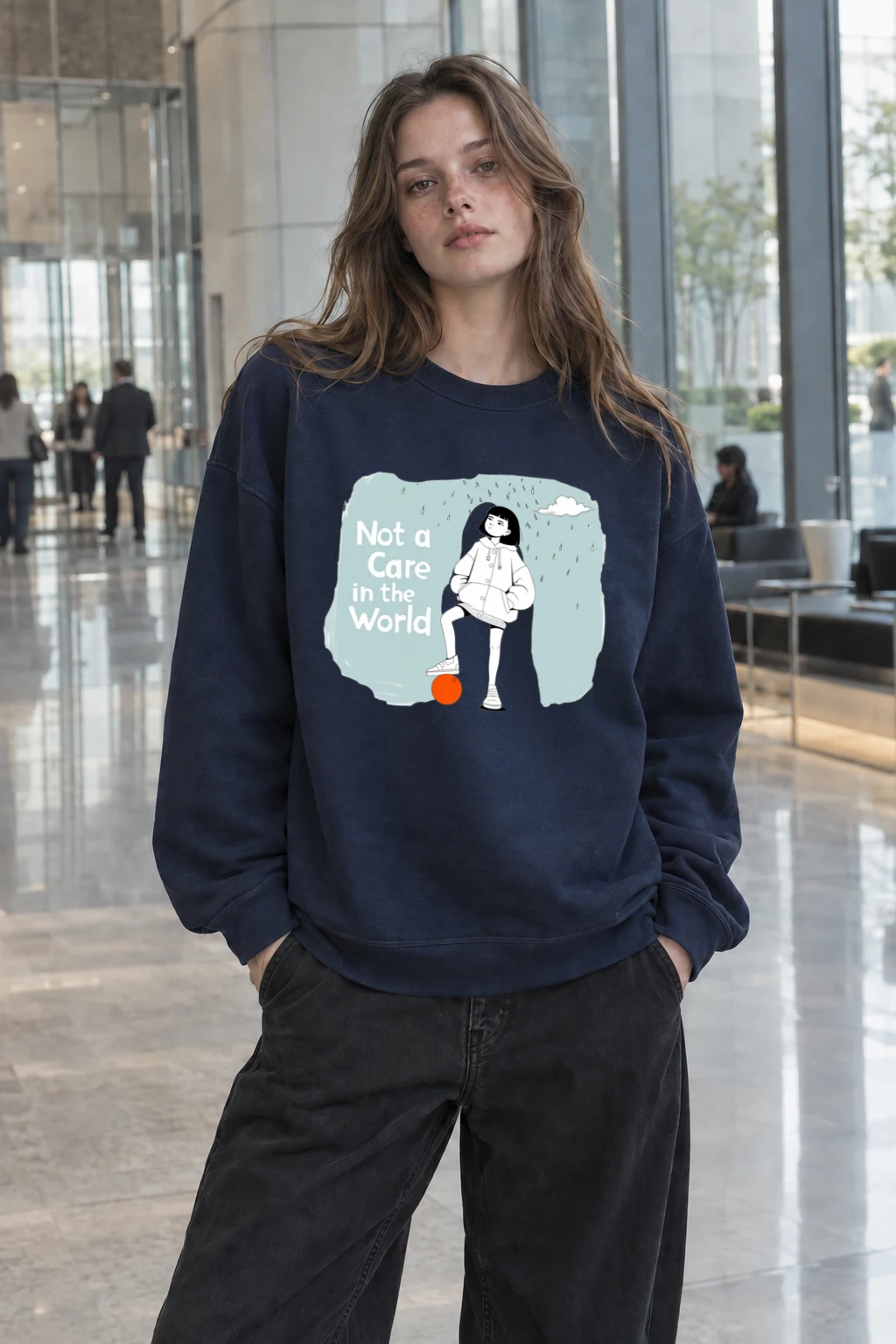 "Carefree Rain" Unisex Sponge Fleece Crewneck Sweatshirt | Bella + Canvas 3901