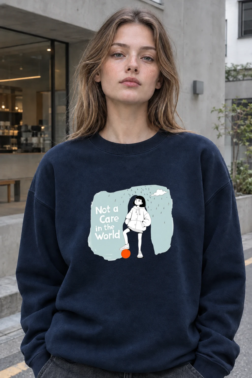 "Carefree Rain" Unisex Sponge Fleece Crewneck Sweatshirt | Bella + Canvas 3901