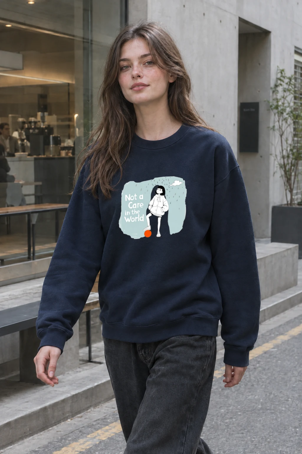 "Carefree Rain" Unisex Sponge Fleece Crewneck Sweatshirt | Bella + Canvas 3901