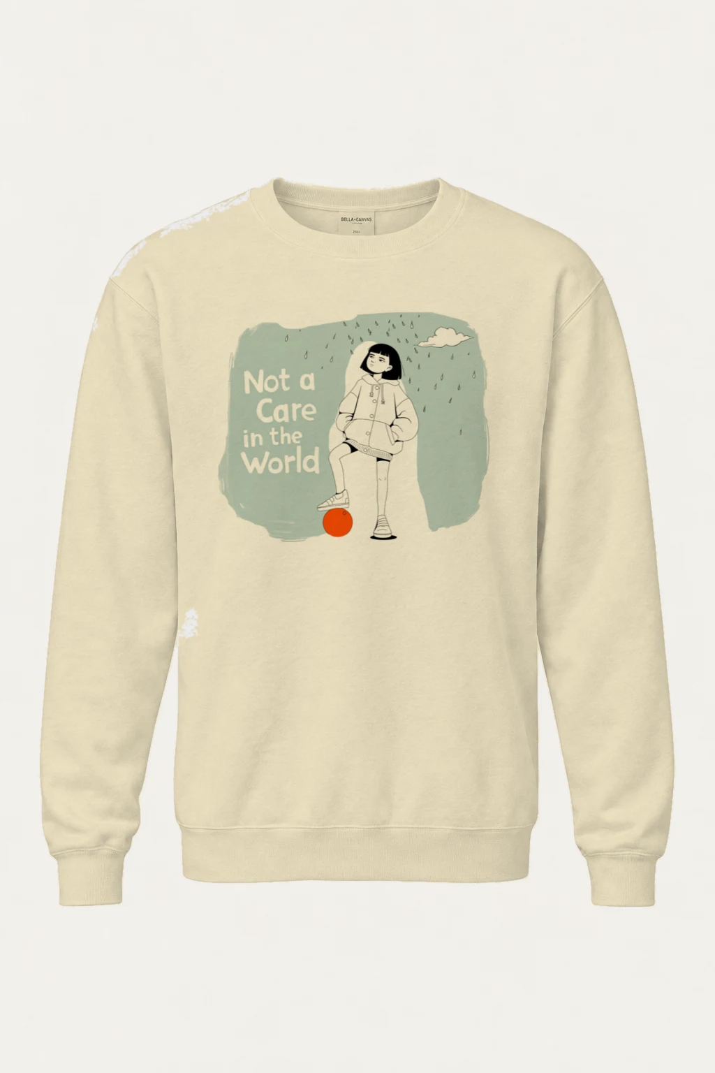 "Carefree Rain" Unisex Sponge Fleece Crewneck Sweatshirt | Bella + Canvas 3901