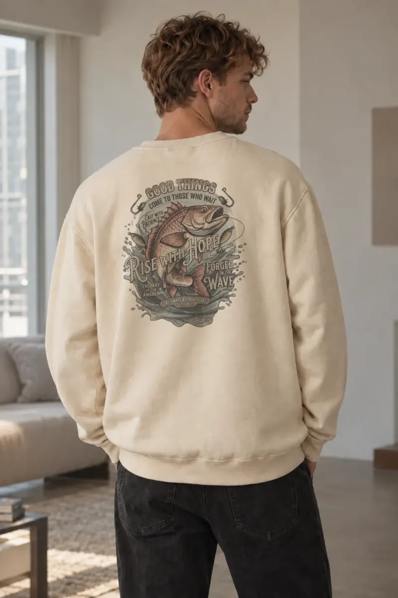 "Cast With Patience" Unisex Sponge Fleece Crewneck Sweatshirt | Bella + Canvas 3901