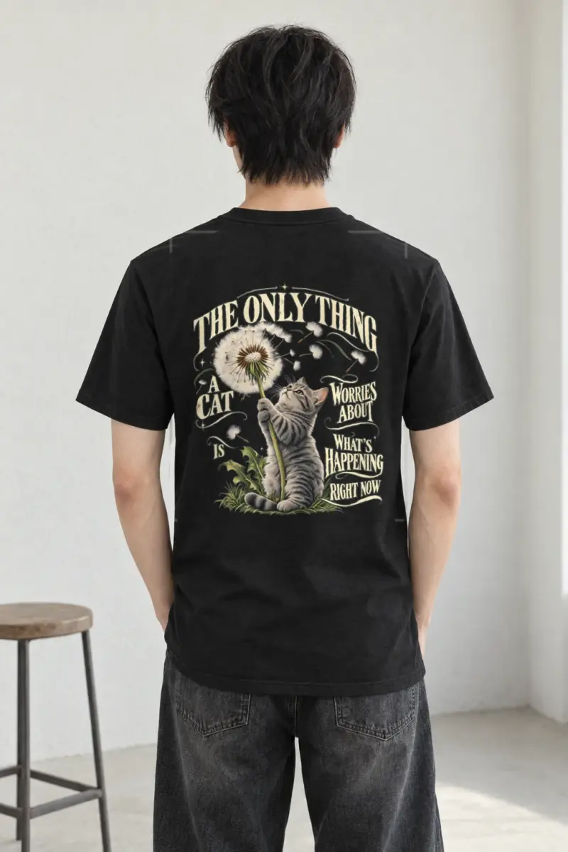 "Cat In The Moment" Heavyweight Unisex Crewneck T-shirt