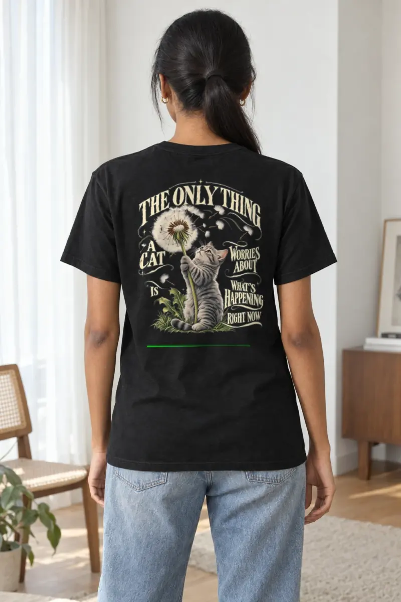 "Cat In The Moment" Heavyweight Unisex Crewneck T-shirt | Gildan 5000