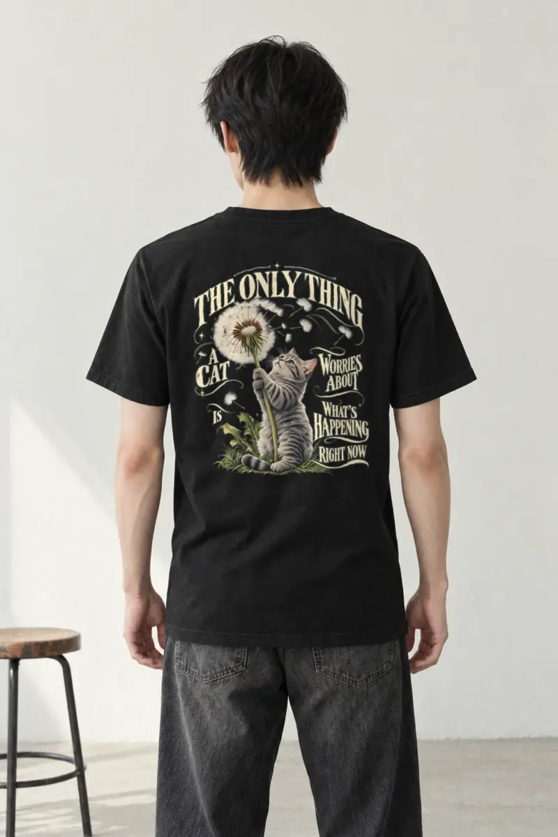 "Cat In The Moment" Heavyweight Unisex Crewneck T-shirt | Gildan 5000