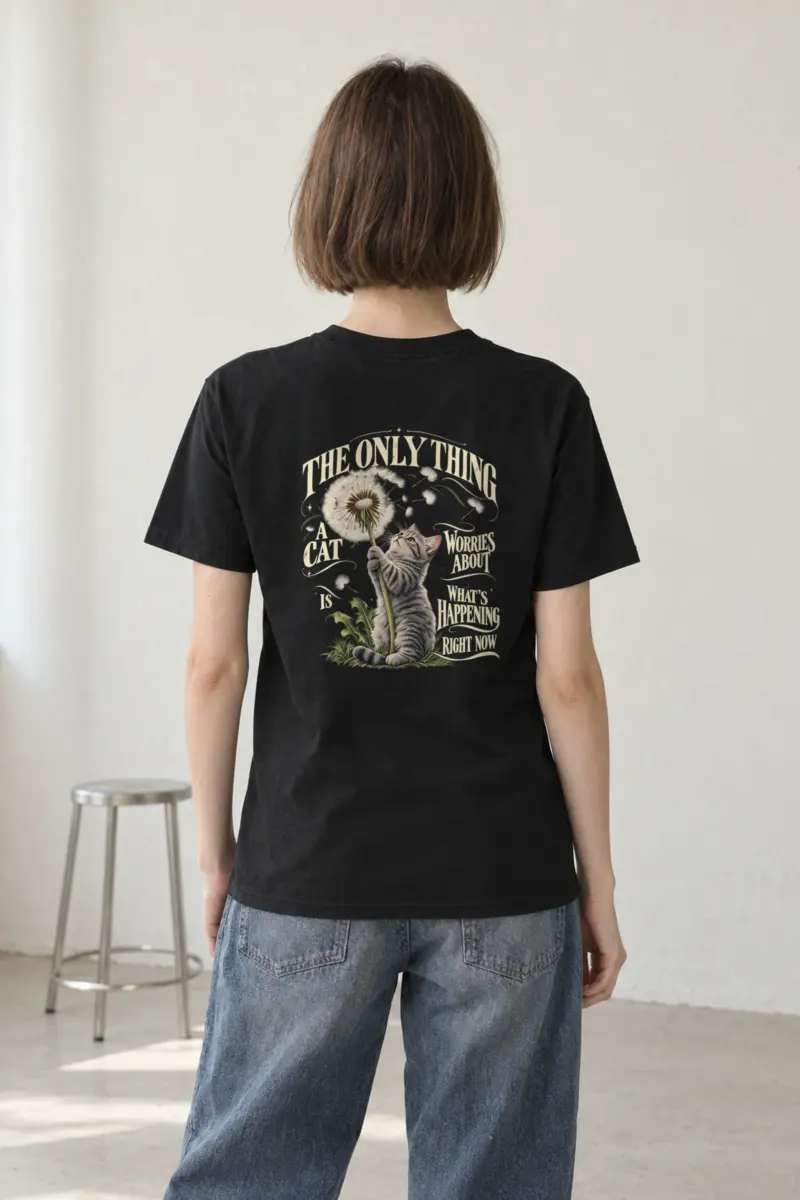 "Cat In The Moment" Heavyweight Unisex Crewneck T-shirt