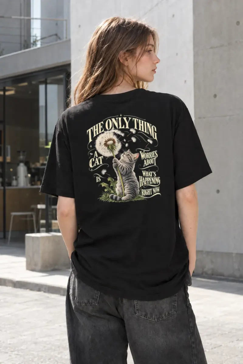"Cat In The Moment" Heavyweight Unisex Crewneck T-shirt | Gildan 5000