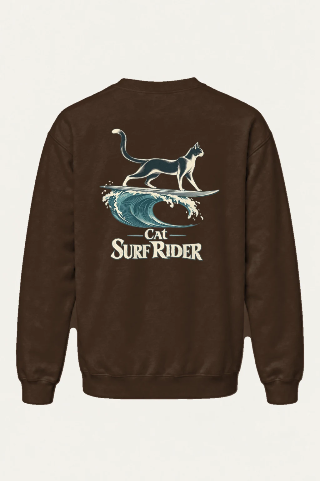 "Cat Surf Rider" Heavy Blend Unisex Crewneck Sweatshirt | Gildan 18000