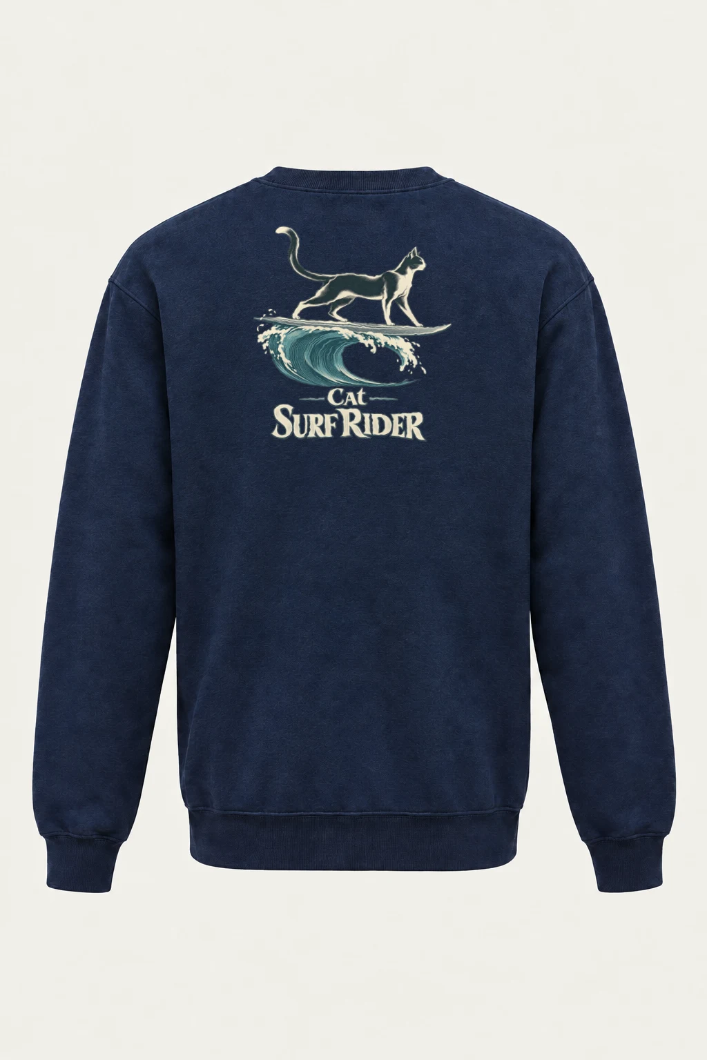 "Cat Surf Rider" Heavy Blend Unisex Crewneck Sweatshirt | Gildan 18000