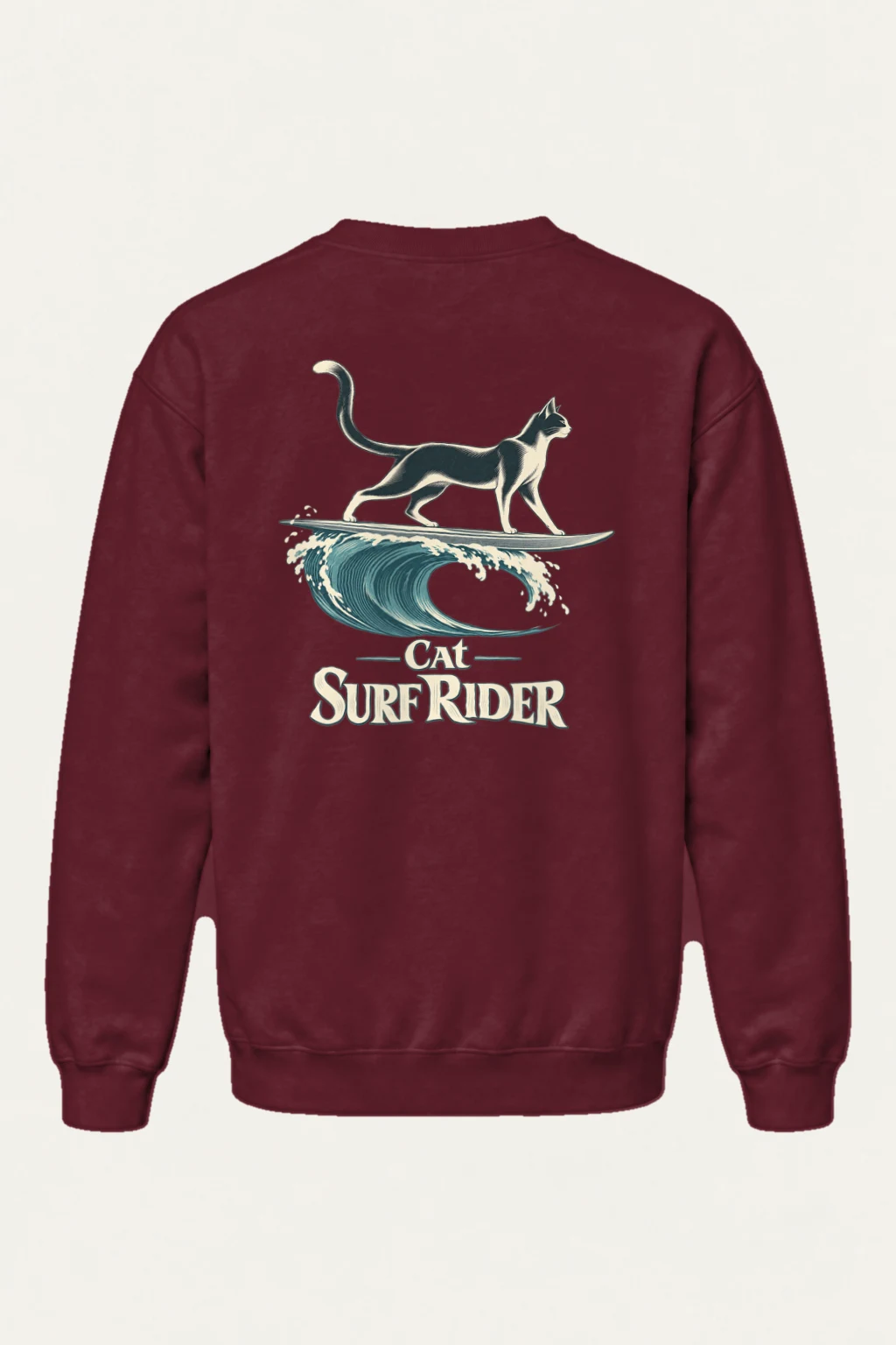 "Cat Surf Rider" Heavy Blend Unisex Crewneck Sweatshirt | Gildan 18000