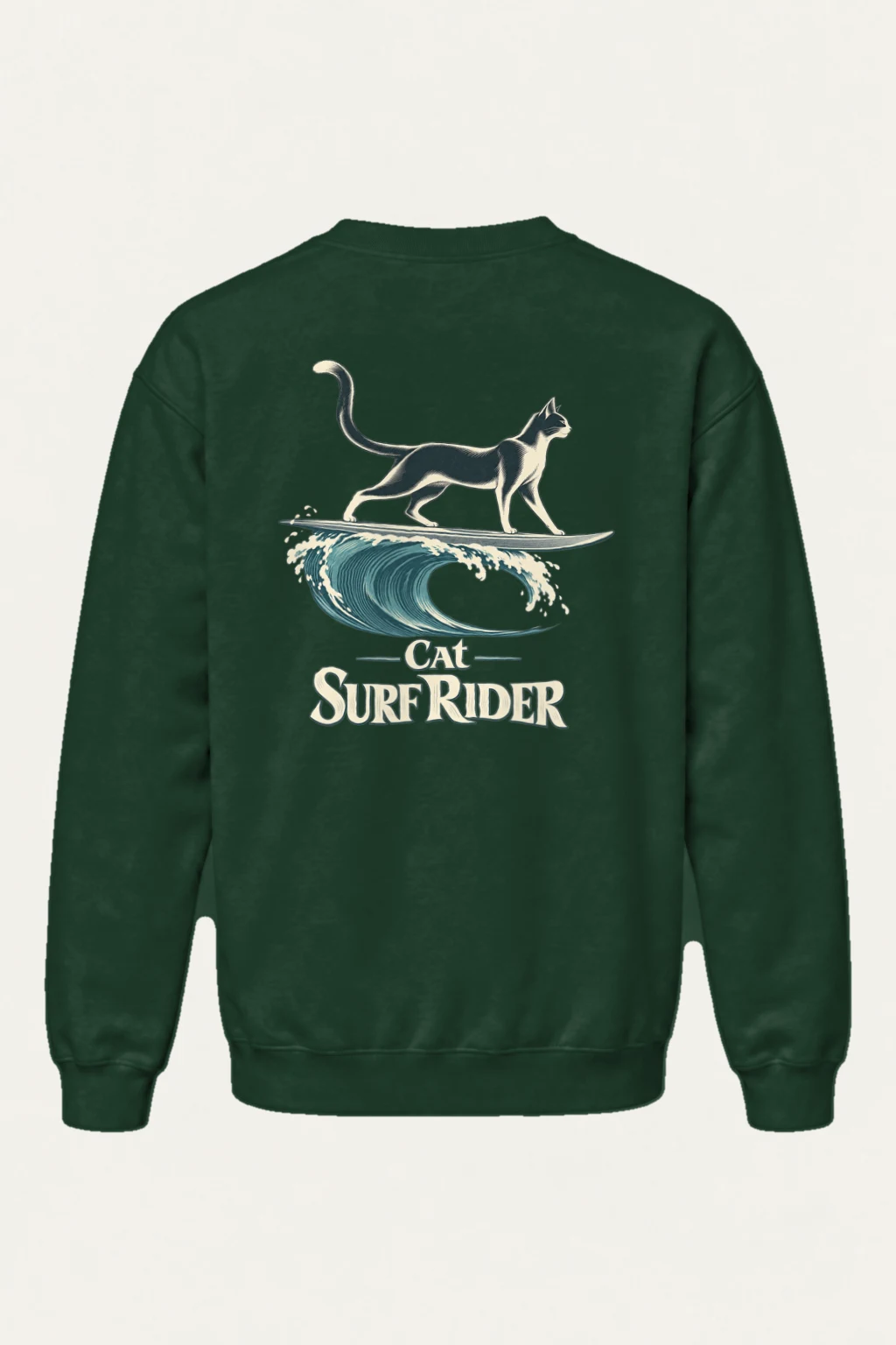 "Cat Surf Rider" Heavy Blend Unisex Crewneck Sweatshirt | Gildan 18000