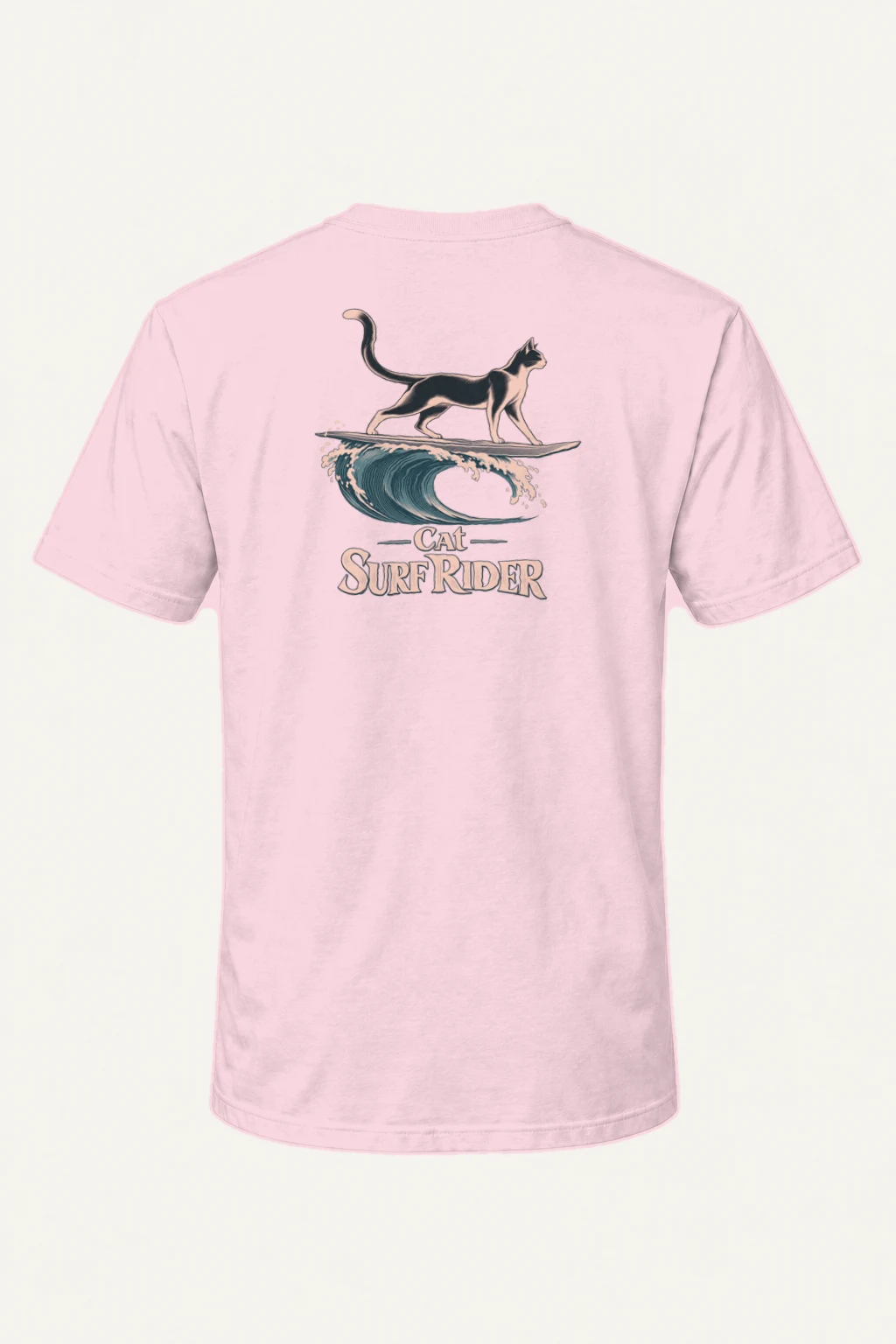 "Cat Surf Rider" Heavyweight Unisex Crewneck T-shirt | Gildan 5000