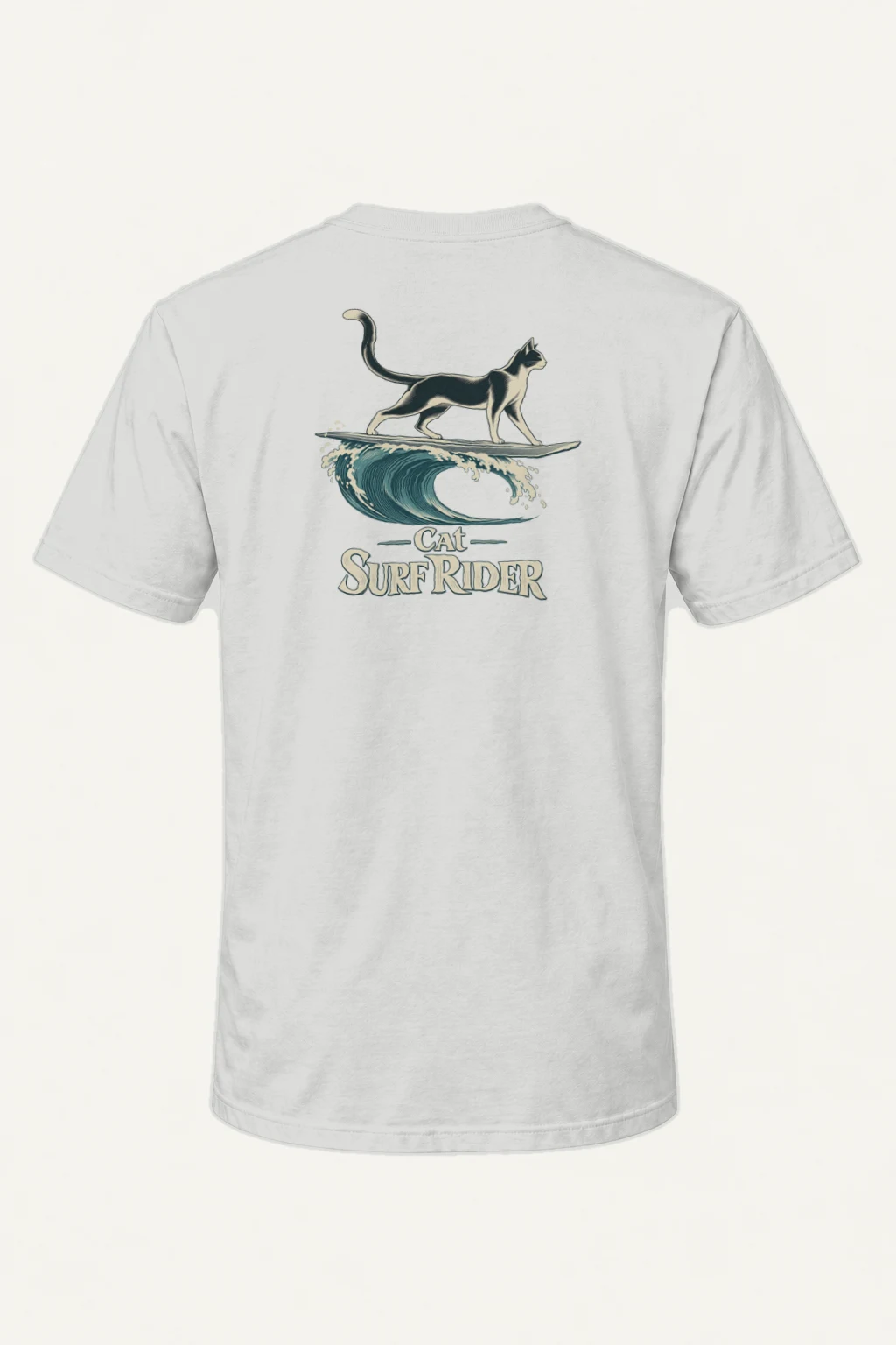 "Cat Surf Rider" Heavyweight Unisex Crewneck T-shirt | Gildan 5000