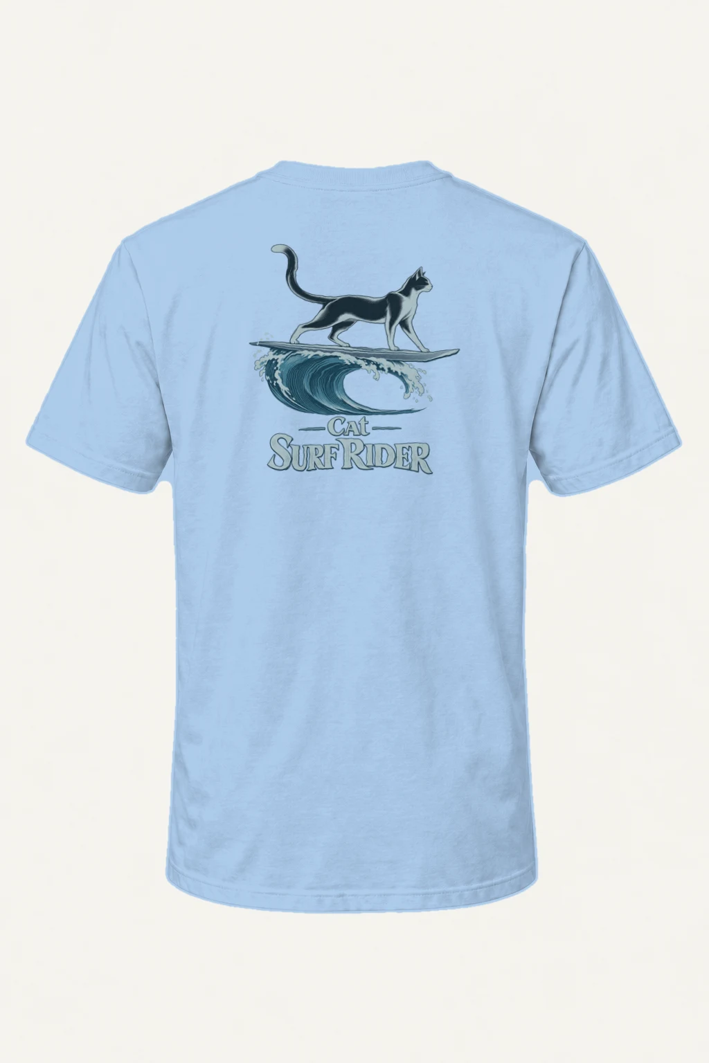 "Cat Surf Rider" Heavyweight Unisex Crewneck T-shirt | Gildan 5000