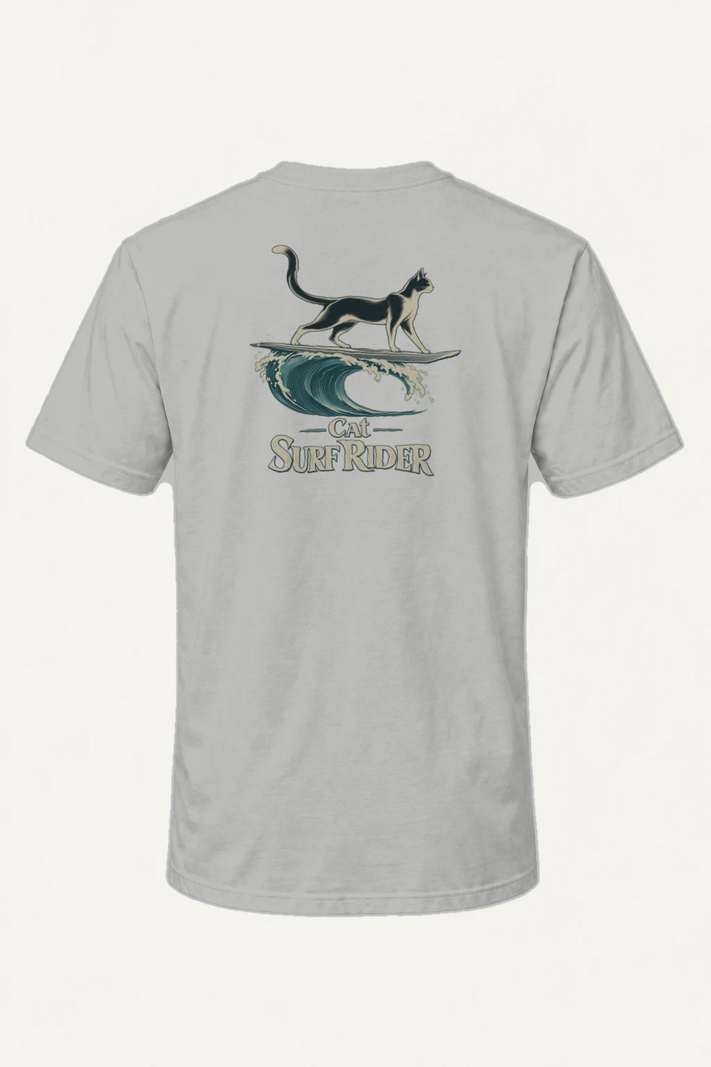"Cat Surf Rider" Heavyweight Unisex Crewneck T-shirt | Gildan 5000