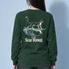 "Feline On Surfboard" Unisex Longsleeve T-shirt | Gildan 2400