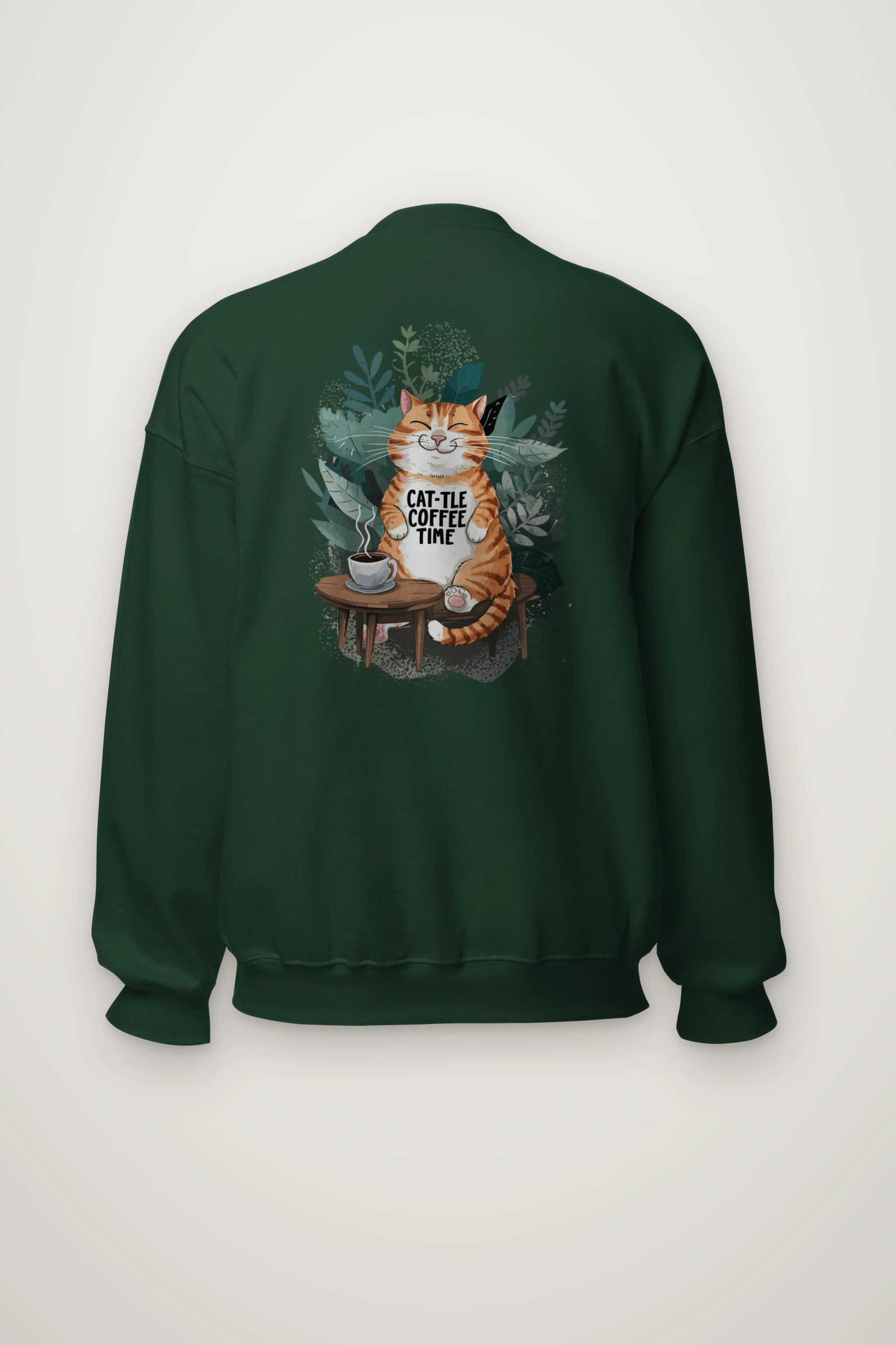 "Cat-Tle Coffee Time" Heavy Blend Unisex Crewneck Sweatshirt