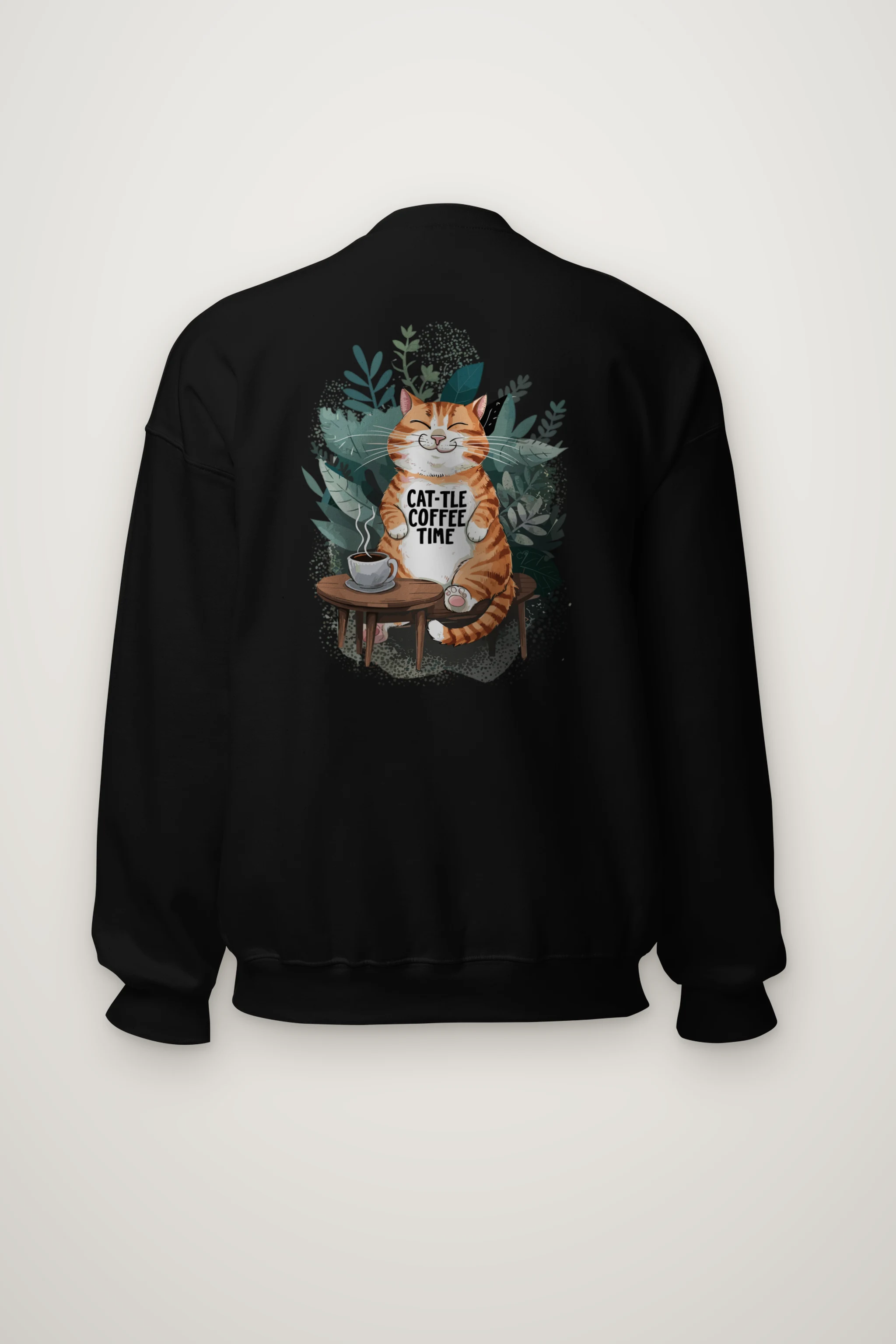 "Cat-Tle Coffee Time" Heavy Blend Unisex Crewneck Sweatshirt