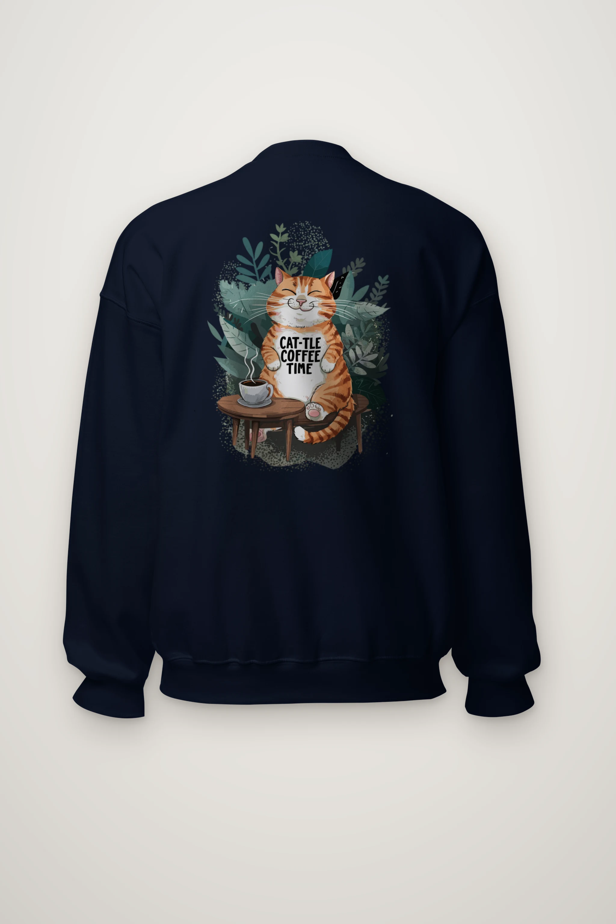 "Cat-Tle Coffee Time" Heavy Blend Unisex Crewneck Sweatshirt